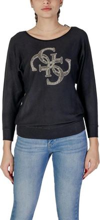 Guess Hoodies & sweatvesten, Dames, Zwart, M, Leer, Zwarte Viscose Batwing Sweater