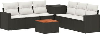 vidaXL Juego De Sof&aacute; 8 Uds. Negro Y Blanco Crema Vidaxl