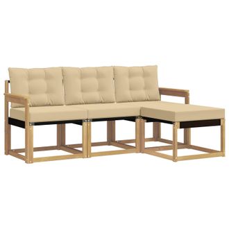 vidaXL Conjunto De Sof&aacute;s De Exterior Con Coj&iacute;n 4 Pcs Y Beige Vidaxl