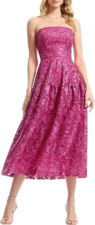 Dress The Population Gemma Embellished Strapless Fit & Flare Cocktail Dress in Bright Fuchsia at Nordstrom, Size Xx-Small