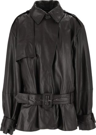 Rotate Black Oversized Suede Biker Jacket