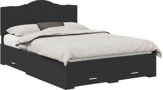 vidaXL Bed Frame with Headboard Black 150 x 200 cm Engineered Wood vidaXL
