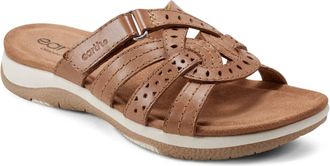 Earth Womens Sassoni Strappy Slip-On Flat Sandals In Medium Natural