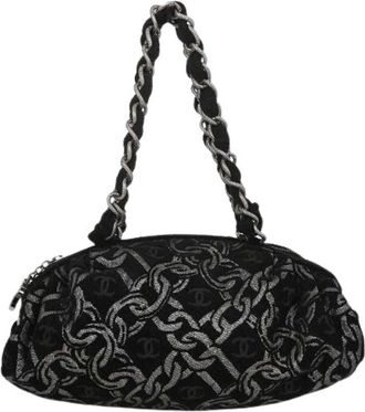 Chanel Pre-owned Vintage Handtas - Dames - Vintage Handtas - Zwart - ONE Size - Katoen - Vintage