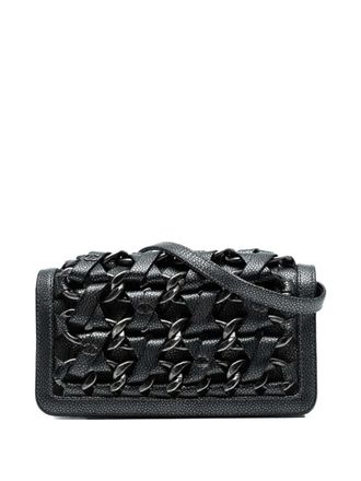 Chanel 2012-2013 CC Metallic Caviar Interlaced Chain Clutch on Strap crossbody bag - women - Caviar Leather - One Size - Black