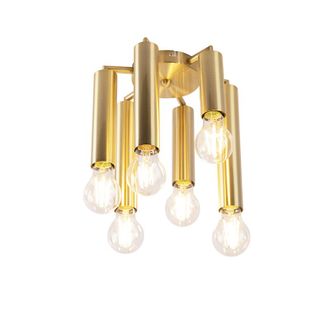QAZQA Qazqa - Art D&eacute;co Plaf&oacute;n Art Deco Dorado 6 Luces - Tubi Acero Cil&iacute;ndra /alargada Adecuado Para Led Max. 6 X 40 Watt