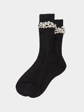 Maria La Rosa Womens Perles Silk-Blend Mid-Calf Socks One Size