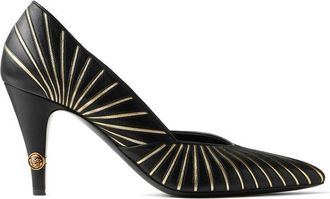 Versace Black Embellished Medusa Pumps