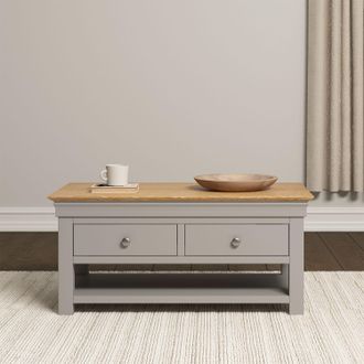 Seconique Bordeaux 2 Drawer Coffee Table (Fully Assembled) in Light Grey