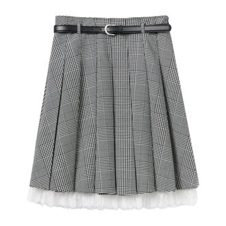 Self Portrait Short Skirts, female, Gray, Size: XS Prince Of Wales Check Pleated Midi Skirt