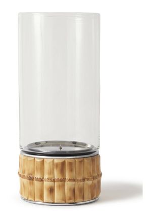 Lorenzi Milano Glass and Bamboo Flower Vase Set