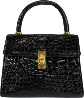 Loewe Pre-owned Handbags, female, Black, Size: ONE SIZE Pre-owned Crocodile Handbag