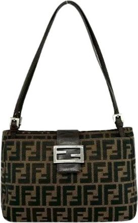 Fendi Pre-owned Zucca Canvas Leather Shoulder Bag - - Pre-owned - Donna - Marrone - ONE SIZE
