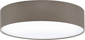 Loops Flush Ceiling Light Colour White Shade Taupe White Fabric Bulb E27 3x60W