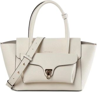 Coccinelle Double Beat flap-pocket leather tote bag - Neutrals