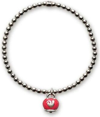 CHANTECLER Zilveren Bel Armband met Rode Emaille - Dames - Armbanden - Grijs - M - Accessoires