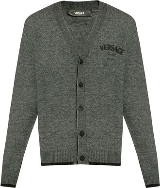 Versace Milano Stamp cardigan - men - Virgin Wool/Yak/Nylon/Viscose/Polyester - 46 - Grey