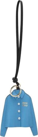 Miu Miu Keyrings, female, Blue, Size: ONE SIZE Leather Keychain Trick