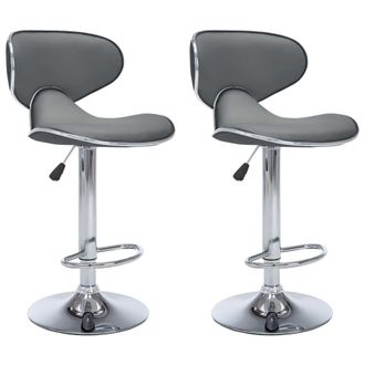 vidaXL 323648 Bar Stools 2 Pcs Grey Faux Leather Vidaxl
