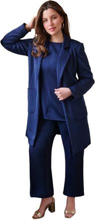 Jessica London Perfect Ease Knit Duster Jacket in Navy at Nordstrom, Size 14