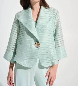 Joseph Ribkoff Shadow Stripe Lapel Swing Jacket In Pistachio