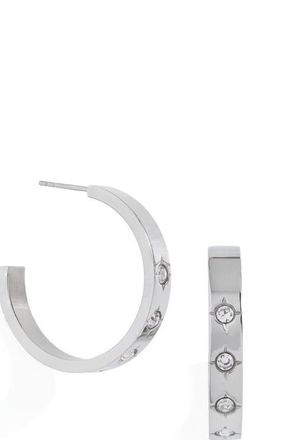 Alex and Ani Crystal Accent Hoop Earrings in Silver at Nordstrom