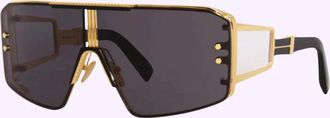 Balmain LE MASQUE Grey Shield Unisex Sunglasses BPS-146A GLD-BLK 147
