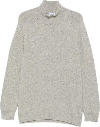 Scaglione Truien & Vesten, Heren, Grijs, XL, Wol, Trui met hoge hals en raglanmouwen