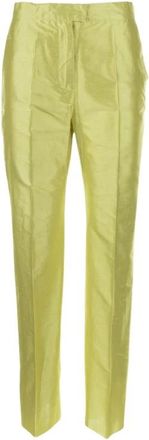 Max Mara Tailored broek met hoge taille - Dames - Straight fit broeken - Geel - S - Leer - Broeken