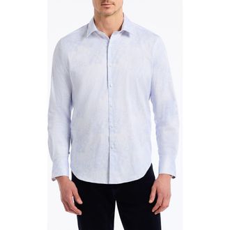Robert Graham Lexington Stretch Cotton Button-Up Shirt in Light Blue at Nordstrom Rack, Size Xxx-Large