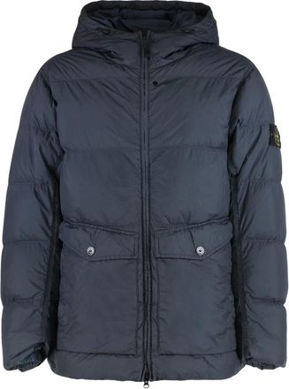 Stone Island Jassen, Heren, Blauw, L, Nylon, Hooded Jacket in Nylon