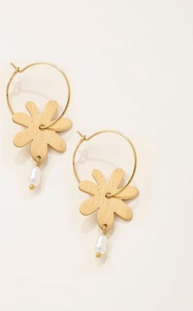Fat Face FatFace Gold Tone Flower Hoop Earrings