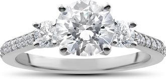 Pompeii3 2 ct Round Diamond 3-Stone Lab Created Eco Friendly Engagement Ring White Gold Size Selectable