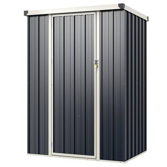 Costway Costway 4 x 3FT Garden Storage Shed Outdoor Utility Tool Shed w/Lockable Door in Grey