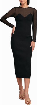 Reiss Lila Mixed Media Long Sleeve Cocktail Dress in Black at Nordstrom, Size X-Large