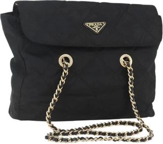 Prada Pre-owned Shoulder Bags, female, Black, Size: ONE SIZE Pre-owned Nylon Shoulder Bag