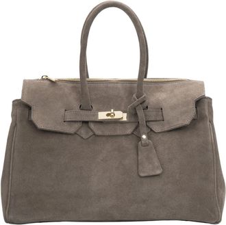 Estro & Luminara Velour Tote - Dames - Handtassen - Grijs - ONE Size - Leer - Tassen