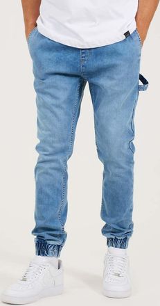 Brave Soul Jeans slim azzurri con fondo elasticizzato-Blu