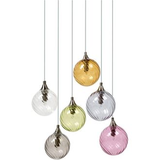 Beliani L&aacute;mpara Colgante De 6 Luces Pantalla De Vidrio Base De Metal Estilo Retro Luz Ambiental Multicolor Tuddi