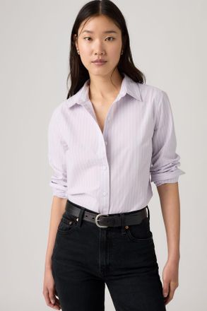 Levi's Carlile Classic Poplin Shirt - Donna - XL - Viola / Helle Stripe Lavender Blue Bright White