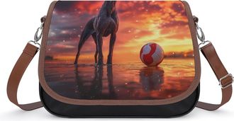 Generic Great Dane Dog Volleyball Small Womens Crossbody Bags Shoulder Handbag with Adjustable Strap for Travel