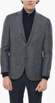 Corneliani Half-Lined Single Breasted GATE Wool Blend Blazer With Patch size 52