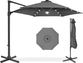 Best Choice Products 10ft 360&deg; Rotating Cantilever Easy Auto Open Patio Umbrella w/ Solar LED Lights