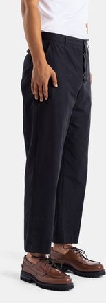 Bergfabel Mens Straight Linen And Cotton Trousers Black