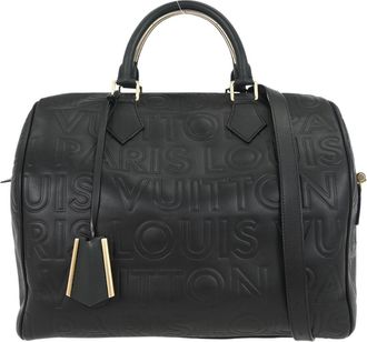 Louis Vuitton Paris Speedy Cube Bag Embossed Leather Black Leather Handbag (Pre-Owned)