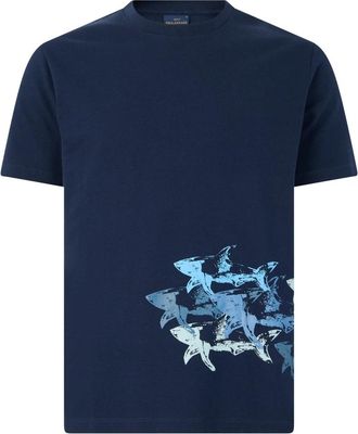 Paul & Shark T-shirt met haaienprint - Heren - T-shirts - Blauw - M - Katoen - Tops