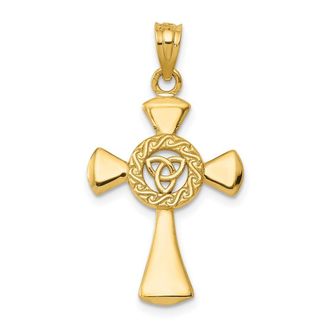Diamond2Deal 14k Yellow Gold Celtic Cross Pendant