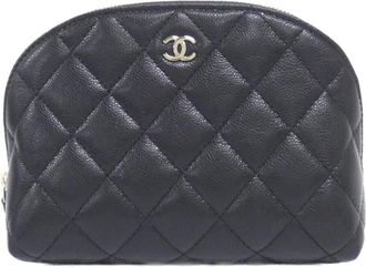 Chanel Black Grained Calfskin Pouch (Pre-Owned)