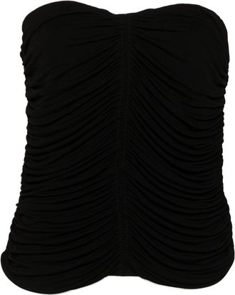 Saint Laurent ruched strapless top - women - Viscose - 38 - Black