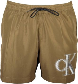 Calvin Klein Mens Swim Trunks Logo Detail - Brown - Size X-Large